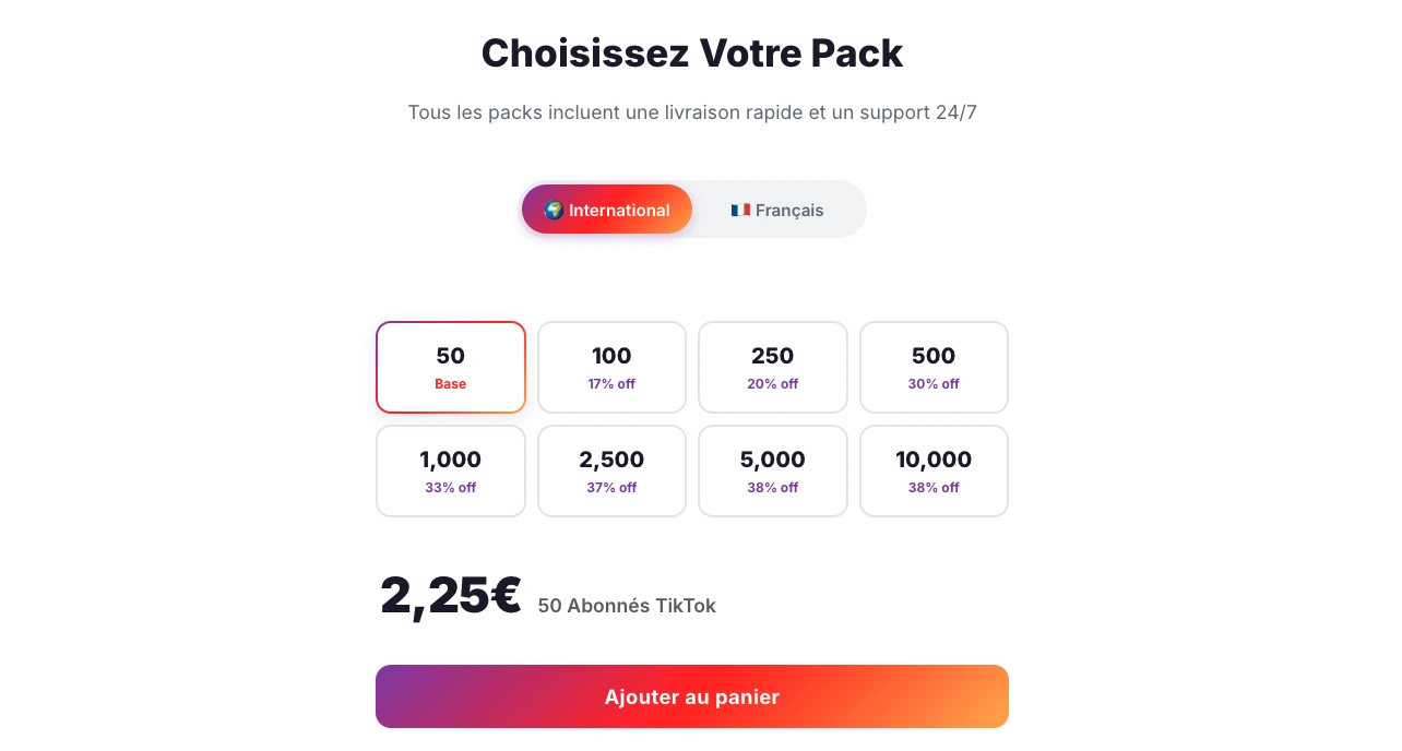 Packs followers TikTok Followers-Lab